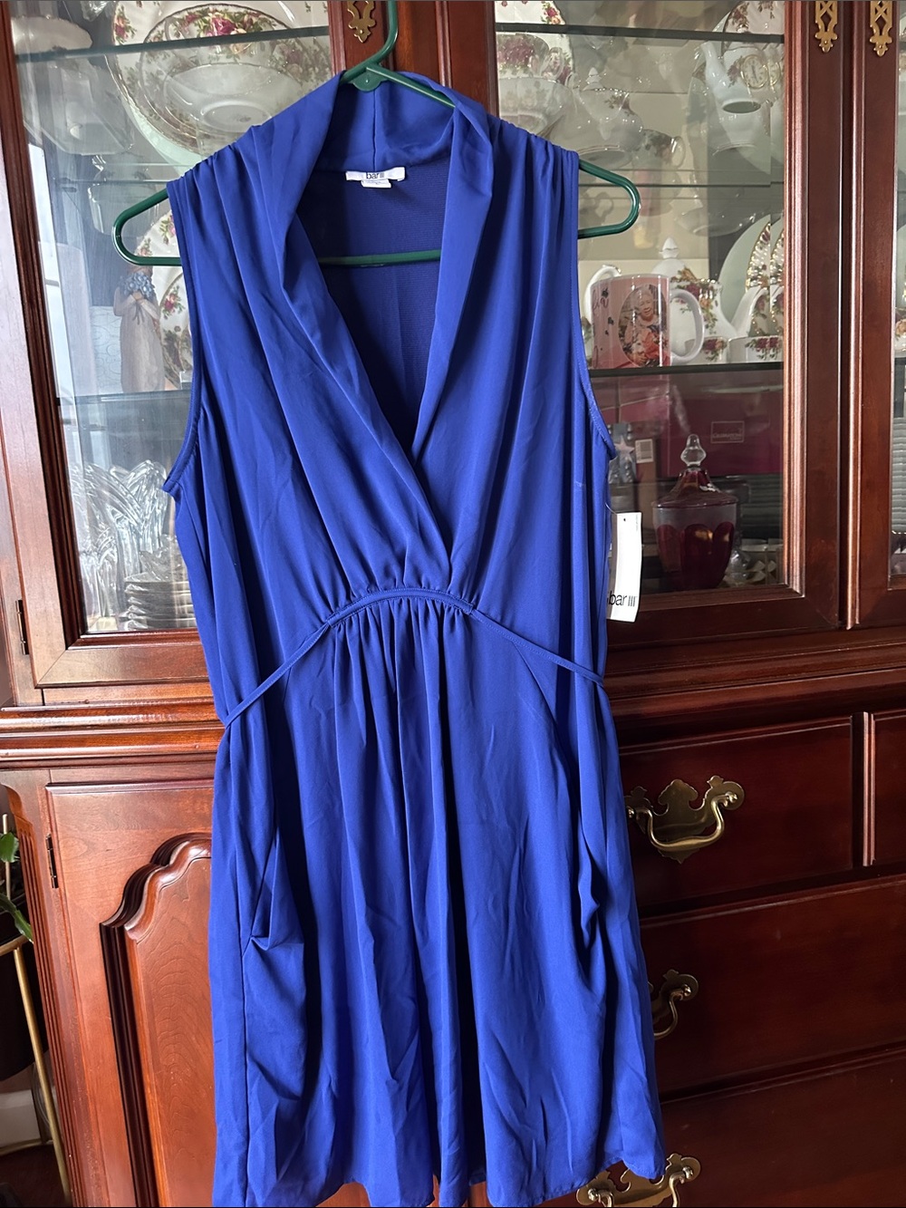 Bar III Sleeveless V-Neck Cobalt Blue Mini Dress